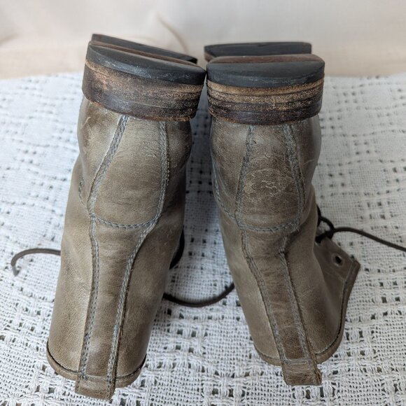 Frye Veronica Combat Women's Leather Ankle Boots Stonewashed Brown Distressed 8B - Picture 8 of 9